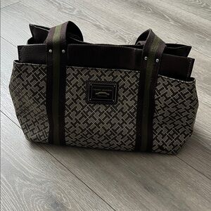 Tommy Hilfiger Black and Brown Geometric Duffel Bag